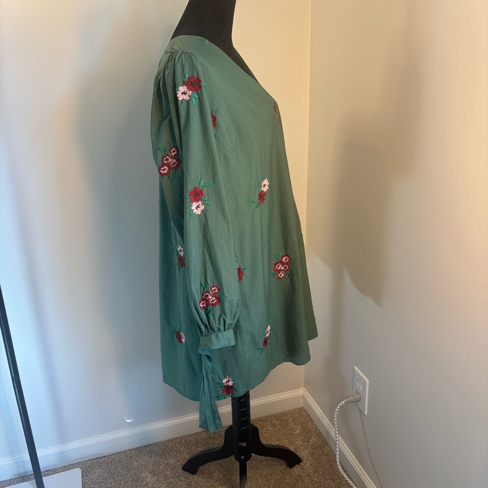 ASOS Green Dress with Pink Floral Detail - Picture 10 of 14